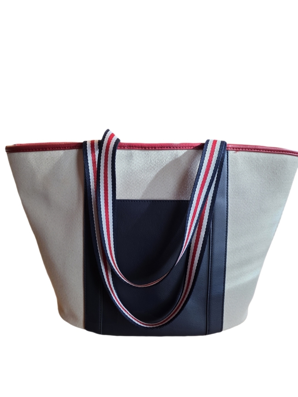 INC International Concepts Alyssaa Canvas Tote - Navy/Natural Nautical NWT